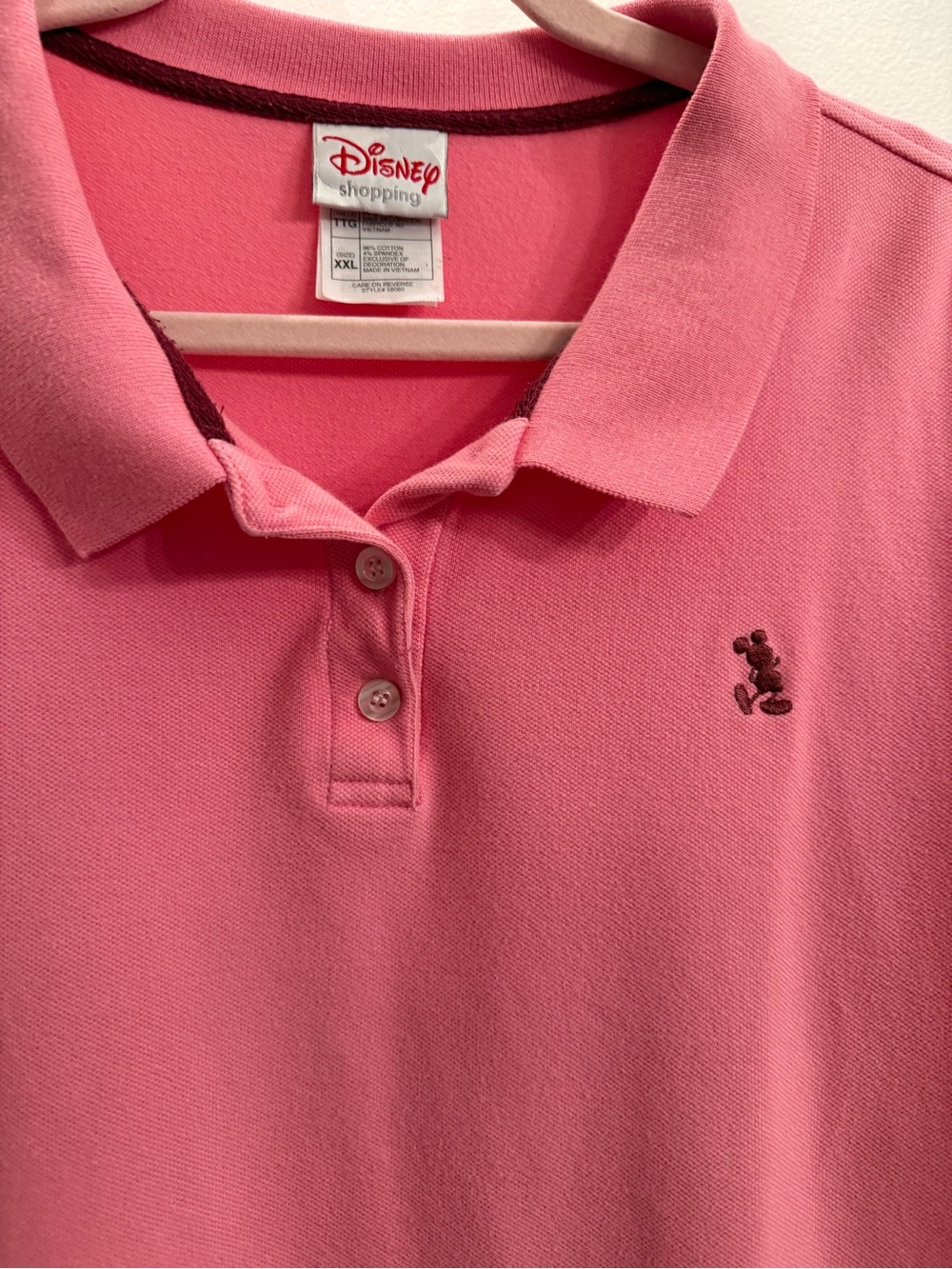 Disney Shop Women’s Mickey Mouse pink polo size 2XL with Mickey embroidered logo